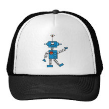 Blaue Roboter-T-Shirts und Geschenke Truckerkappen