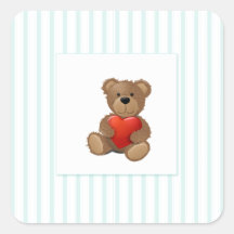 Blaue Streifen - Teddybär mit Valentinsgruß-Herzen Aufkleber