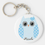 Blaue Tupfen-Eule kundenspezifische Keychain Bevor Schlüsselbänder