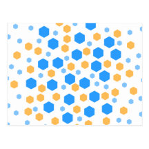 Blaue und orange Hexagone Postkarte