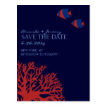 Blaue und rote tropische Fische Save the Date Postkarten