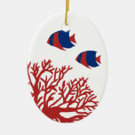 Blaue und rote tropische Koralle und Angelfish Ornament