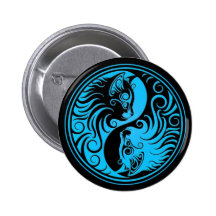 Blaue und schwarze Yin Yang Kätzchen Anstecknadel
