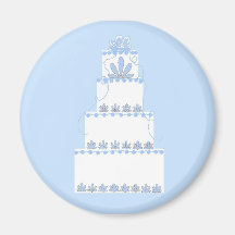 Blaue und weiße Hochzeitstorte Kühlschrankmagnete