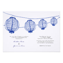 Blaue und weiße Laternen, die Einladung Wedding si