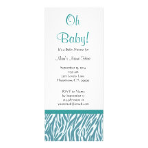 Blaue und weiße Zebra-Druck-Jungen-Babyparty Individuelle Ankündigungskarte