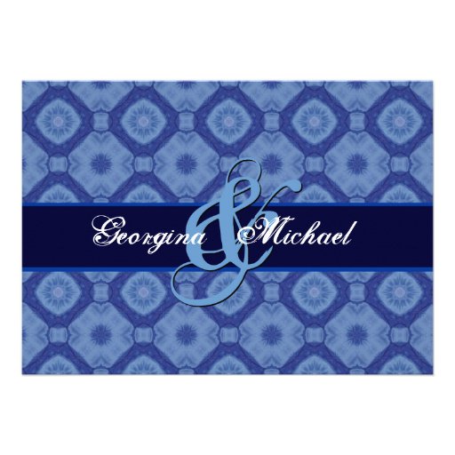 Blaue Wedding Diamanten und Blumen Individuelle Ankündigung
