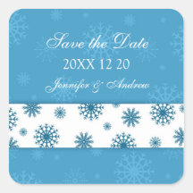 Blaue Weiß-Save the Date Winter-Hochzeits-Aufklebe