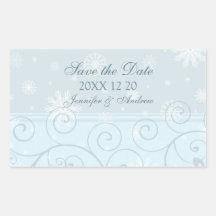 Blaue Weiß-Save the Date Winter-Hochzeits-Aufklebe