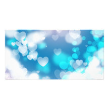 BLAUE WEISSE TAPETE DER HERZ-SCHICHT-BOKEH DIGITAL BILD KARTE