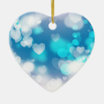BLAUE WEISSE TAPETE DER HERZ-SCHICHT-BOKEH DIGITAL WEIHNACHTSBAUM ORNAMENTE