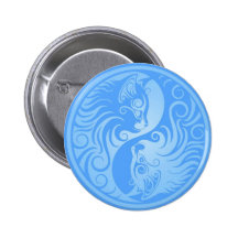 Blaue Yin Yang Kätzchen Anstecknadelbutton