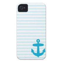Blauer Anker und hellblaue Seemann-Streifen Case-Mate iPhone 4 Hüllen