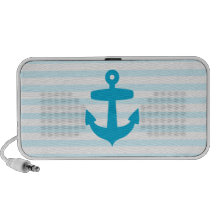 Blauer Anker und hellblaue Seemann-Streifen Mini Speaker