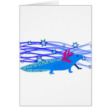 Blauer Axolotl mit Sternen Karte