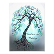 Blauer Baum der Leben-Hochzeits-Einladung