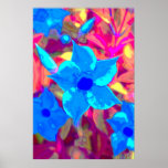 Blauer Blumen-Power Plakate