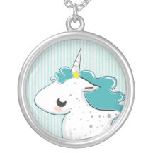 Blauer Cartoon Unicorn mit Sterne Halskette
