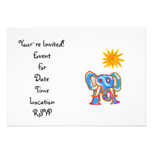 Blauer Elefant mit Sonnenschein Individuelle Ankündigungskarte