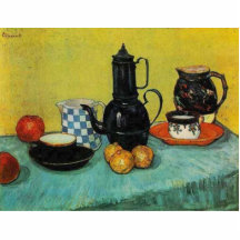 Blauer Email-Kaffee-Topf durch Vincent van Gogh Photoausschnitt