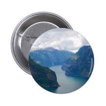 Blauer Fjord-Traum-Knopf Anstecknadelbutton