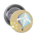 Blauer Heißluft-Ballon-Babyparty-Knopf Anstecknadel