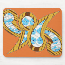 Blauer Hibiskus Stripes Paisley Mousepad