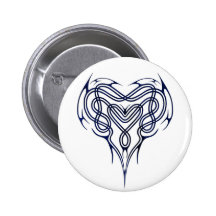 Blauer keltischer Herz-Knoten Button
