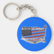 BLAUER KRAGEN AMERICAHONESTY-QUALITY-PRIDE SCHLÜSSELANHÄNGER