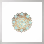 Blauer Lotos-Blumemandala-Plakat