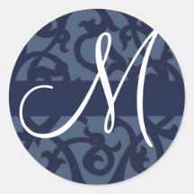 Blauer Monogramm-Aufkleber