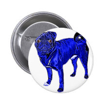 Blauer Mops Buttons