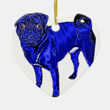 Blauer Mops Ornamente