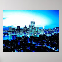 Blauer New- York Cityplakat-Druck