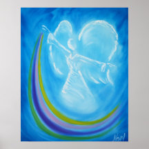 Blauer Regenbogen-Engels-Druck Poster