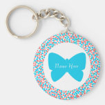Blauer Schmetterling punktiert Keychain - Schablon Schlüsselbänder