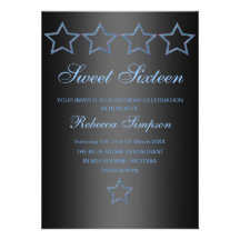 Blauer/schwarzer Geburtstag des Juwel-Stern-Bonbon Einladungskarte