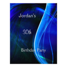 Blauer Strudel-30. Geburtstags-Party Individuelle Einladung