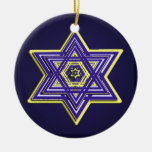 Blauer u. gelber gesponnener Davidsstern Verzierun Ornamente