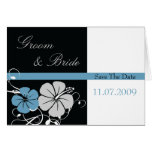 Blauer u. schwarzer Hibiskus Save the Date Grußkarten