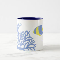 Blauer und gelber tropischer Angelfish tassen