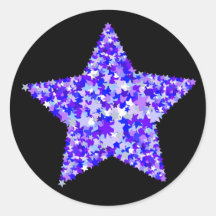 Blauer und lila Stern der Sterne Runder Sticker