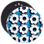 Blauer und weißer Blumen-KnopfPin Anstecknadelbutton