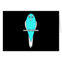 Blauer und weißer Vogel. Parakeet. Schwarzes Grußkarte