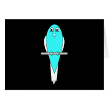 Blauer und weißer Vogel. Parakeet. Schwarzes Karten