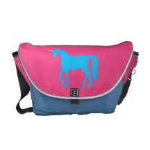 Blauer Unicorn auf rosa Rickshaw-Bote-Tasche Kurier Tasche