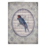 Blauer Vintager Lied-Vogel Karte