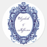 Blauer Vintager Rahmen-mit Monogramm Aufkleber