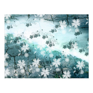 Blauer weißer BlumenBlumenmusterhintergrund Postkarten