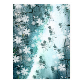 Blauer weißer BlumenBlumenmusterhintergrund Postkarten